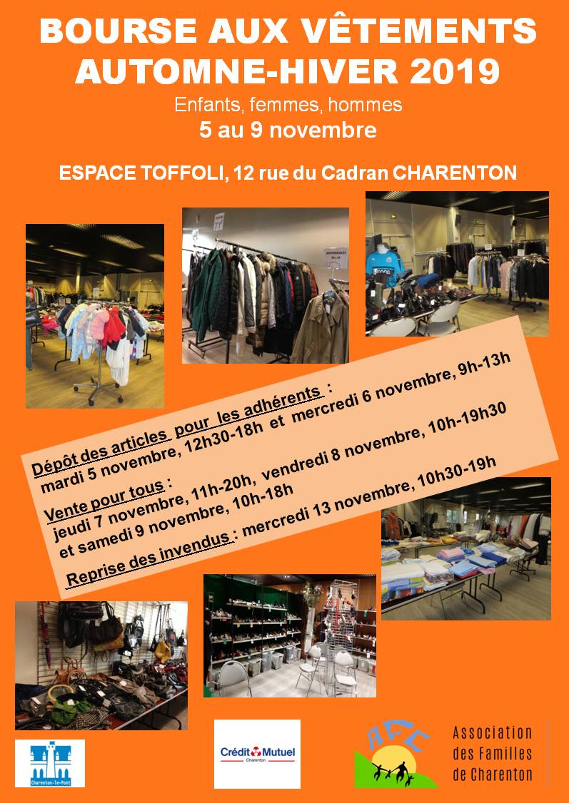 La date de la bourse aux vêtements d'automne 2019 de l'AFC approche : 5-13 novembre